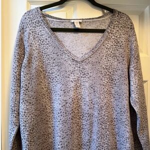 CHICO’S Grey Dot Long Sleeve Blend Sweater-Size 3 (XL)